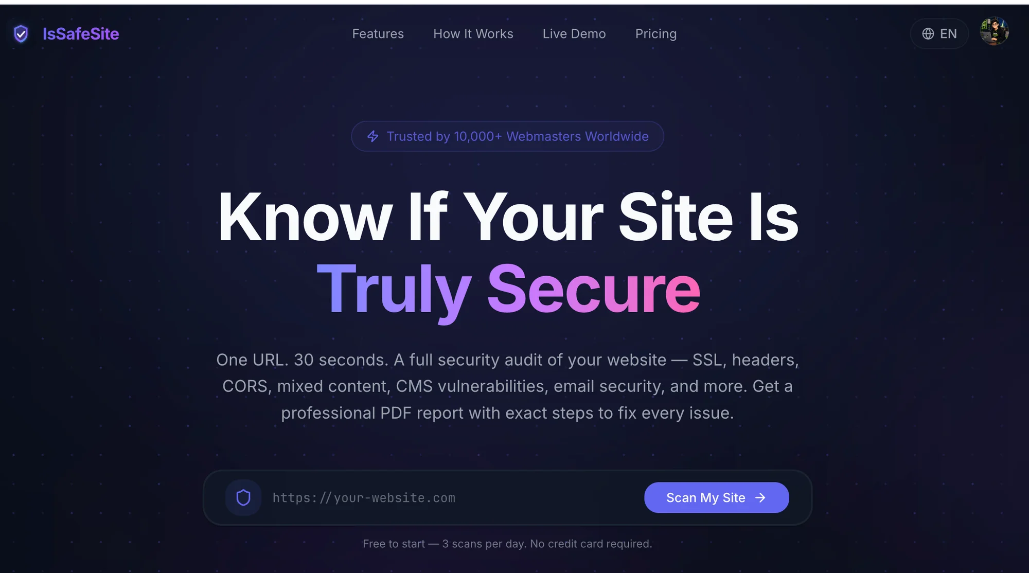 IsSafeSite — Website Security Scanner for Webmasters